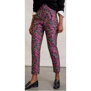 EUC ANTHRO En Saison Lilija Straight Jacquard Trousers Floral Zip Ankle Sz Small